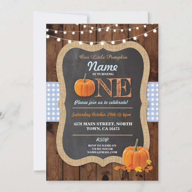 Invitation Citrouille Automne Premier anniversaire de fête ga (Devant)