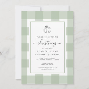 Invitation Citrouille Automne Sage Green En vichy Christening
