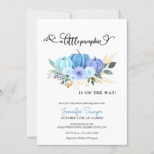 Invitation Citrouille Autumn Blue Boy Baby shower