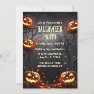 Invitation Citrouille avec Halloween de forêt