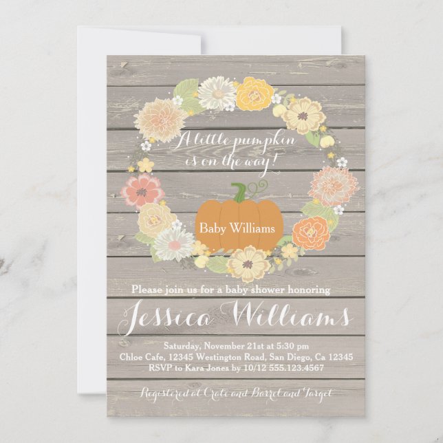 Invitation citrouille Baby shower (Devant)