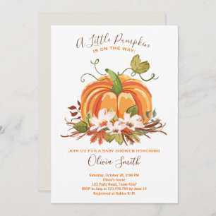Invitation citrouille Baby shower Automne Automne
