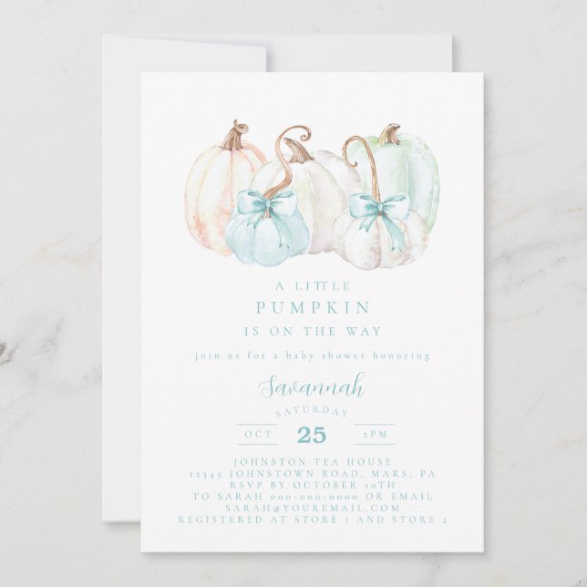 Invitation Citrouille Baby shower Baby shower garçon Invitati (Devant)