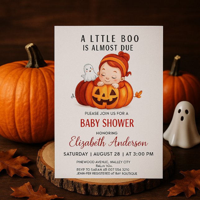 Invitation Citrouille Baby shower d'Halloween Little Boo (Créateur téléchargé)