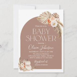 Invitation Citrouille Baby shower en herbe Boho de automne In