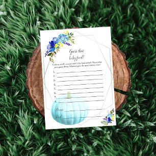 Invitation Citrouille Baby shower Guess Baby Food Bleu
