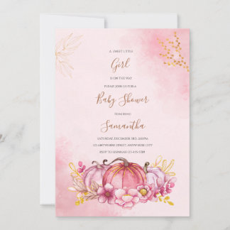Invitation citrouille Baby shower Pour Les Filles