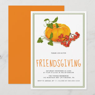 Invitation Citrouille, baies orange dos Friendsgiving