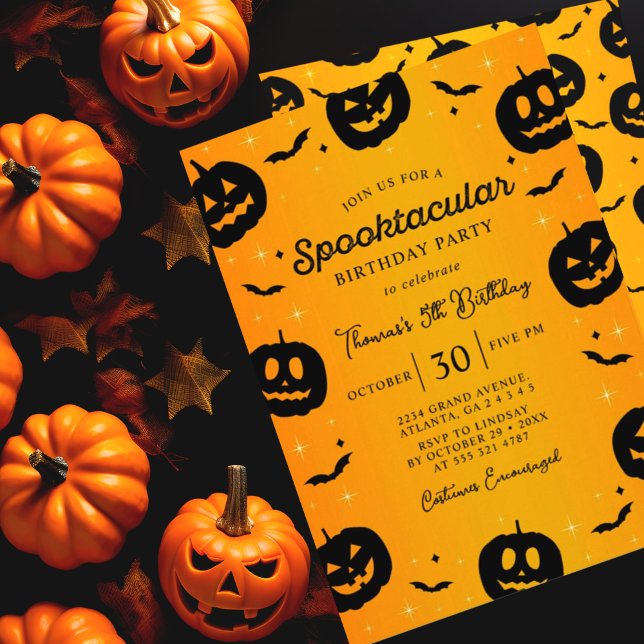 Invitation Citrouille Bats Halloween Spooktacular Anniversair (Créateur téléchargé)