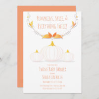 Citrouille blanc Auberge Twins Baby shower Invitat