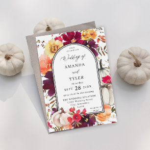 Invitation Citrouille blanc automne Mariage floral