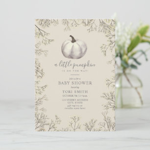 Invitation Citrouille blanc & Baby shower d'automne du souffl