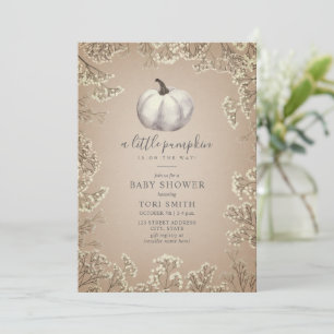 Invitation Citrouille blanc Cardstock automne Baby shower Inv