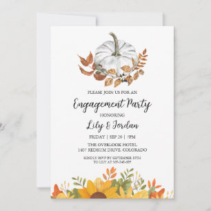 Invitation Citrouille blanc et Green Fall Engagement Party