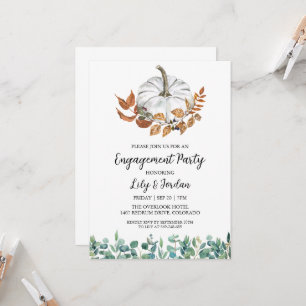 Invitation Citrouille blanc et Green Fall Engagement Party