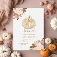Citrouille blanc Floral Fall Baby Sprinkle Invitat