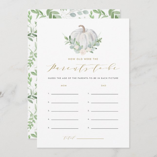 Invitation Citrouille blanc Quel âge avaient les parents Jeu (Devant / Derrière)