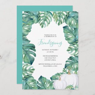 Invitation Citrouille blanc Tropical Greens Friendsgiving Inv