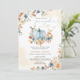 Invitation Citrouille bleu Baby shower d'automne genre neutre