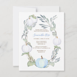 Invitation Citrouille bleu et blanc Baby shower vert Invitati