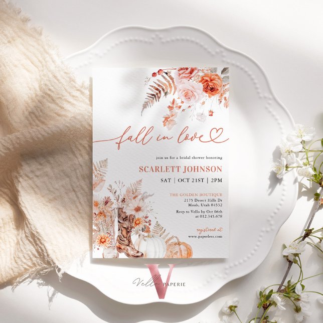 Invitation CITROUILLE BOHO Chute en amour Nuptiale Douche Inv (Créateur téléchargé)
