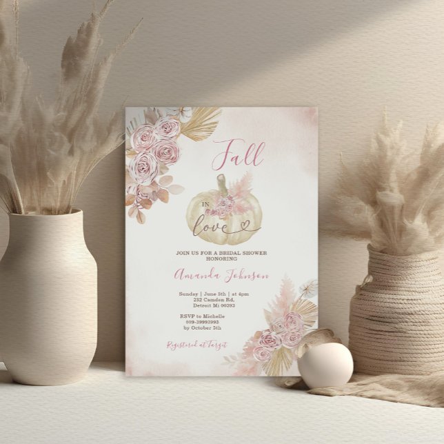 Invitation Citrouille Boho rose pâle chute dans la Fête des m (Créateur téléchargé)