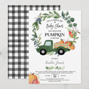 Invitation Citrouille Camion Baby shower d'automne neutre pou
