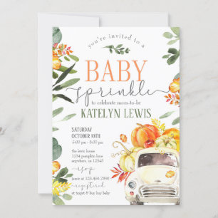 Invitation Citrouille Camion Baby Sprinkle Green