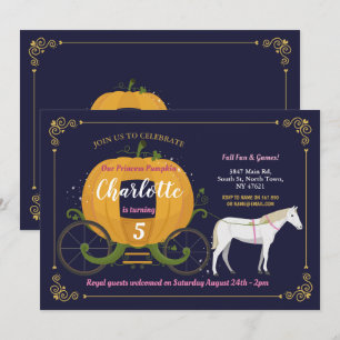 Invitation Citrouille Carriage Cheval Automne Filles Annivers