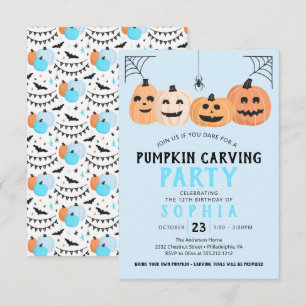 Invitation Citrouille Carving Anniversaire Fête Halloween