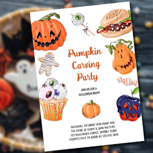 Invitation Citrouille Carving et Halloween Food Party