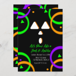 Invitation Citrouille Carving Neon Glow Party Halloween Invit