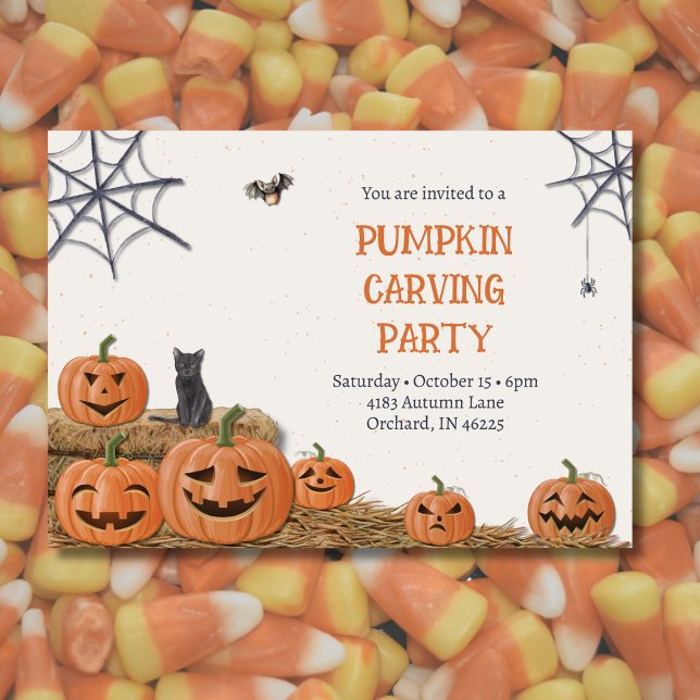 Invitation Citrouille Carving Party Jack Olantern Rustic (Créateur téléchargé)