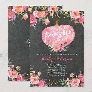 Invitation Citrouille Chalkboard Pink Fall