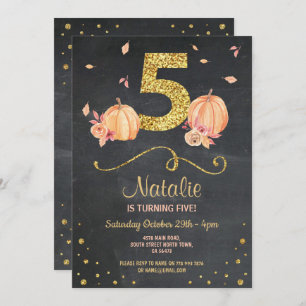 Invitation Citrouille CINQ Anniversaire 5E H Chalk Gold Invit