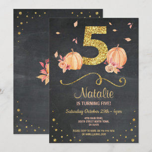 Invitation Citrouille CINQ Anniversaire 5THh Chalk d'automne 