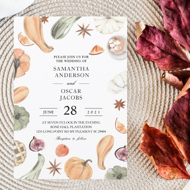 Invitation Citrouille couleur d'aquarelle tendance | Vibes d' (Créateur téléchargé)