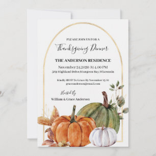 Invitation Citrouille d'aquarelle de Thanksgiving