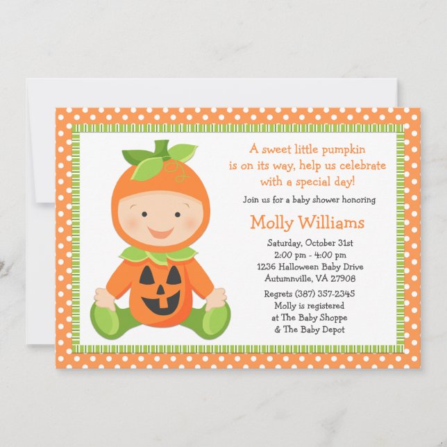 Invitation Citrouille d'automne Baby shower (Devant)
