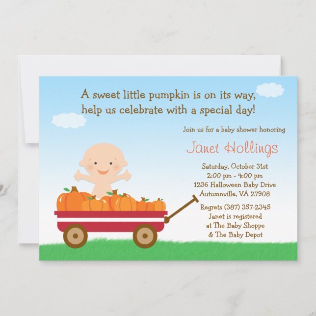 Invitation Citrouille d'automne Baby shower (Devant)