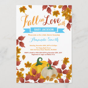 Invitation Citrouille d'automne Baby shower Blue Boy