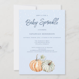 Invitation Citrouille d'automne Baby shower Blue Sprinkl Invi