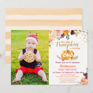 Invitation Citrouille d'automne Bébé Anniversaire avec enfant