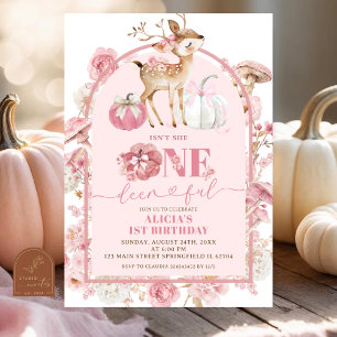 Invitation Citrouille d'automne blanc et rose Onedeererday