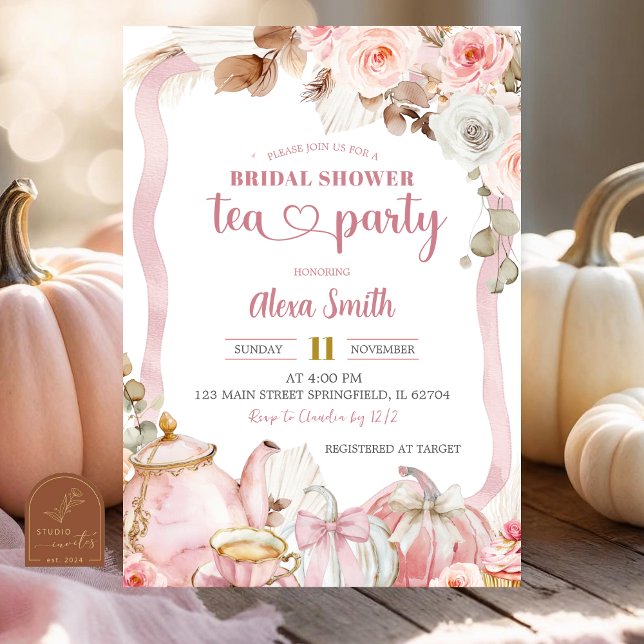 Invitation Citrouille d'automne Boho Coquette Bridal Tea Part (Créateur téléchargé)