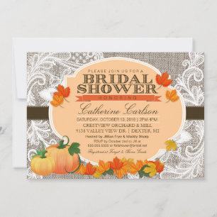 Invitation Citrouille d'automne Burlap & Lace et Fête de l'ma