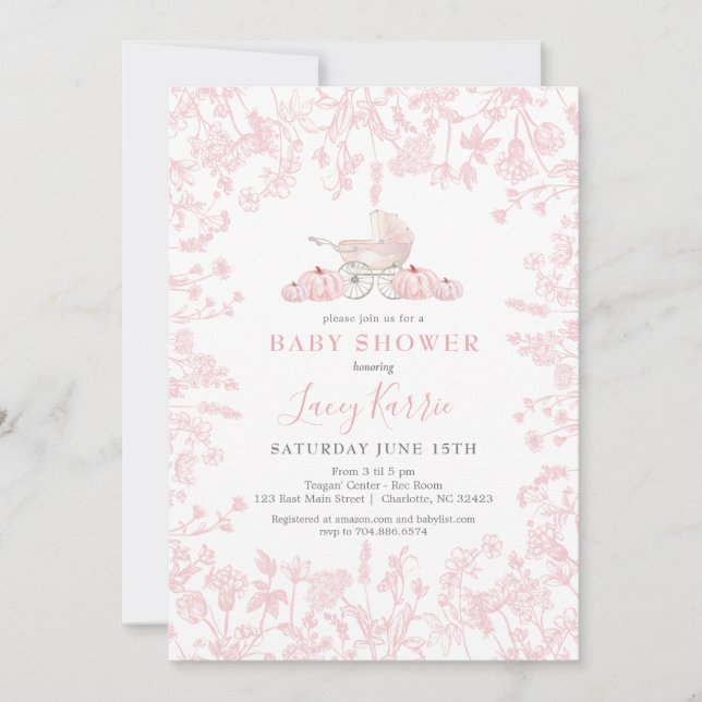 Invitation Citrouille d'automne Chinoiserie baby shower Invit (Devant)