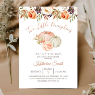 Invitation Citrouille d'automne deux petits Baby showers Citr