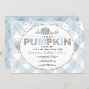 Invitation citrouille d'automne en vichy confetti baby shower