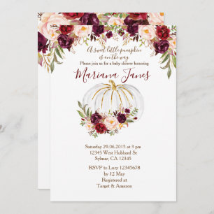 Invitation Citrouille d'automne et Baby shower floral de Bour